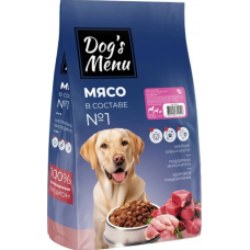 Dog`s Menu сухой корм для взрослых собак, три вида мяса